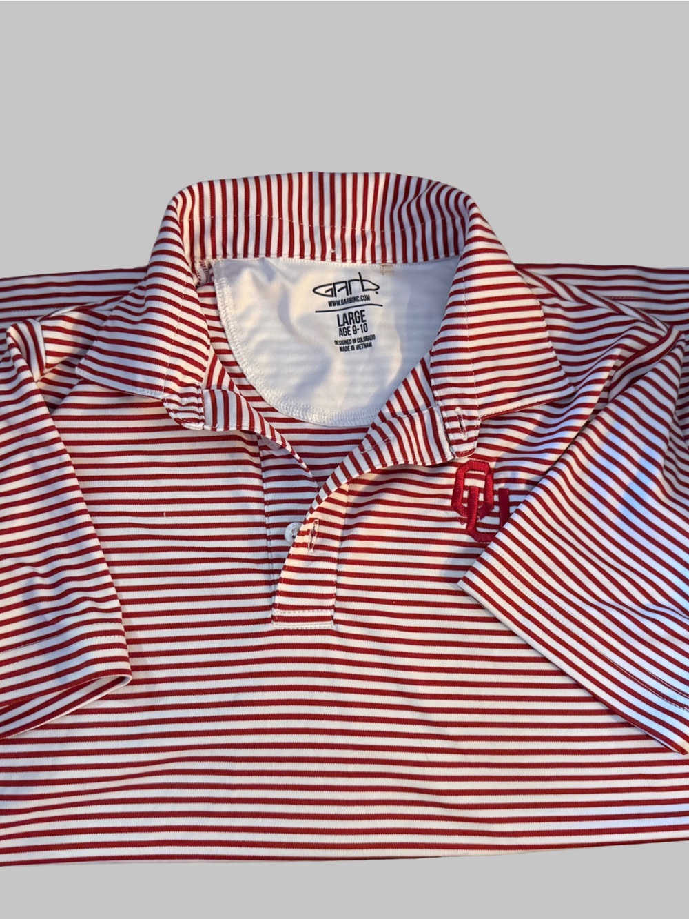 Kids Red & White Striped Oklahoma Polo Shirt